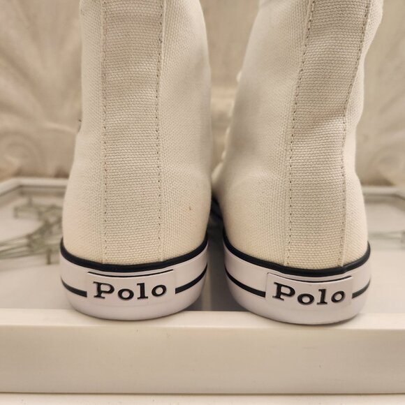 Polo Ralph Lauren White Canvas High Top Sneakers. NWOT. Size 7. Men's - Picture 8 of 11